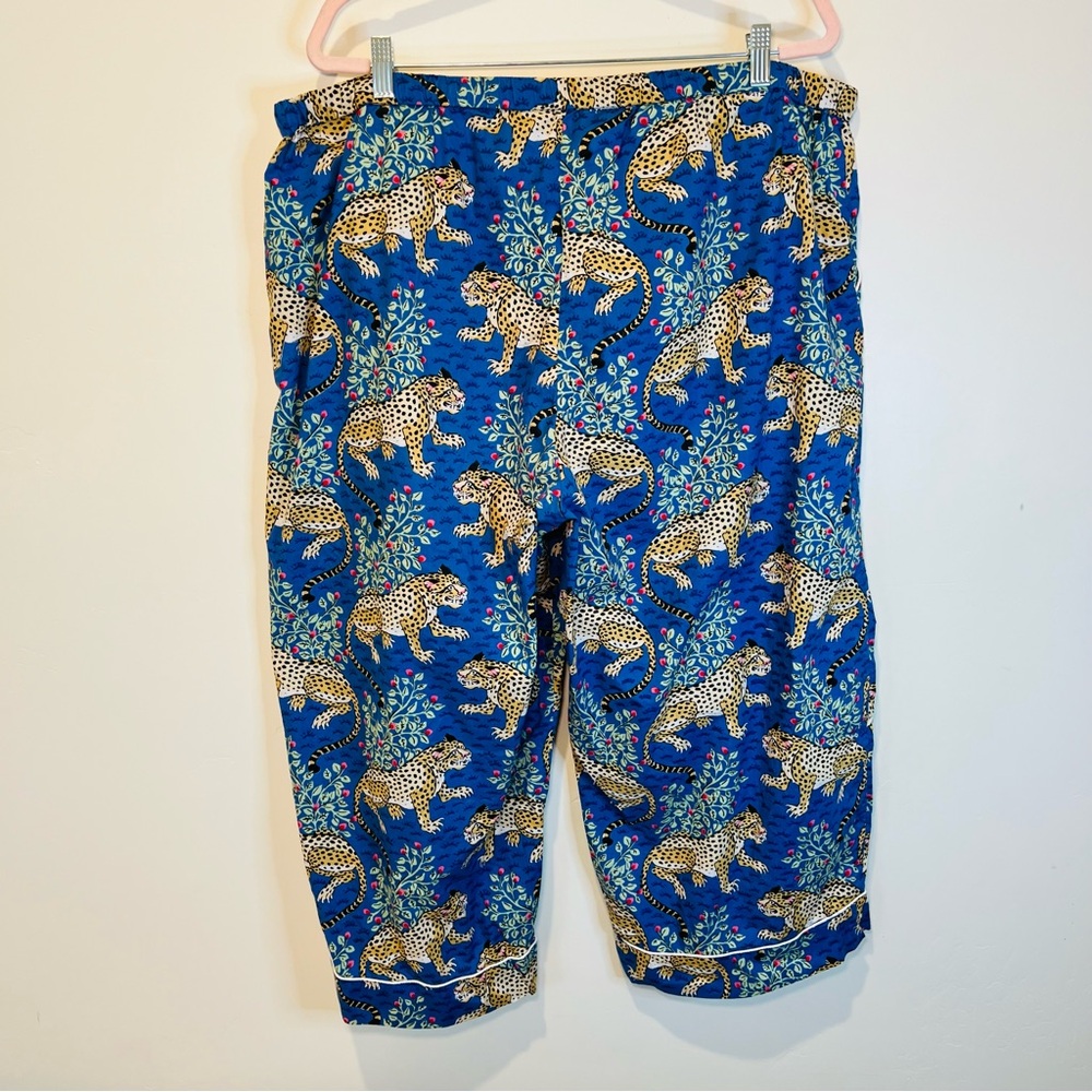 Leopard Print Blue Pajama Pants - Picture 2 of 4